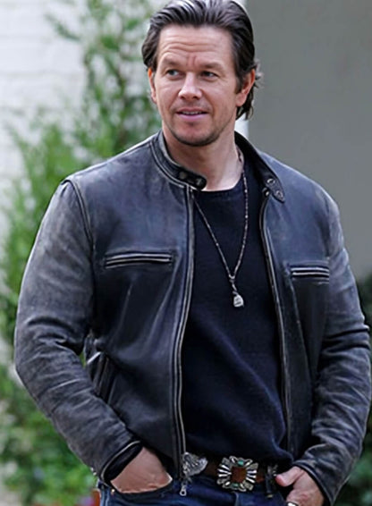 Mark Wahlberg Daddy's Home Black Leather Jacket