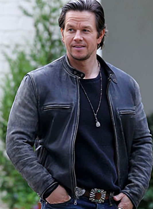 Mark Wahlberg Daddy's Home Black Leather Jacket