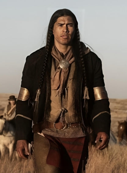 Martin Sensmeier TV Series 1883 Black Wool Coat