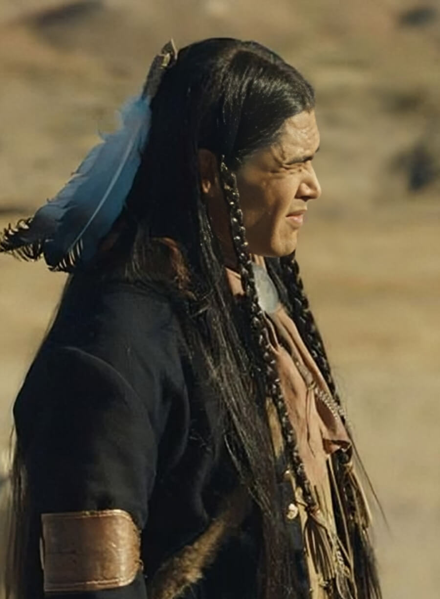 Martin Sensmeier TV Series 1883 Black Wool Coat
