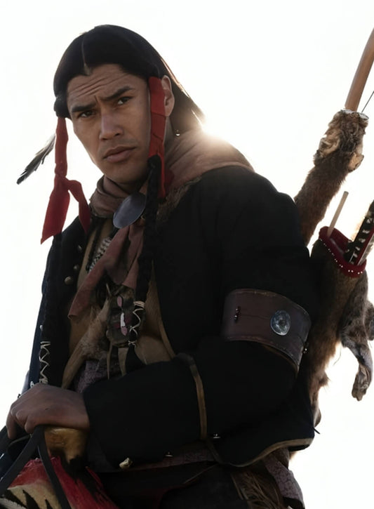 Martin Sensmeier TV Series 1883 Black Wool Coat