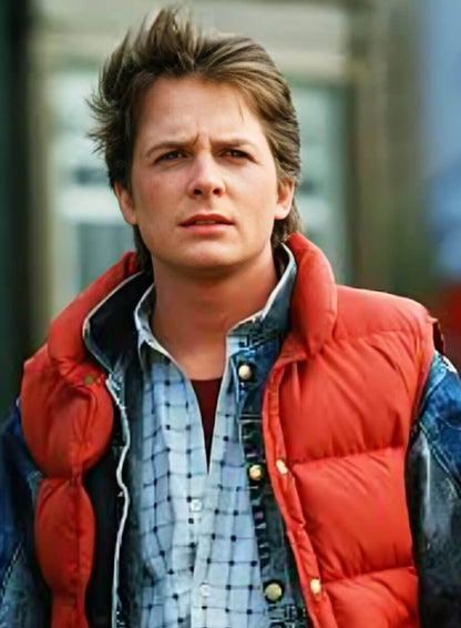 Marty Mcfly Back to the Future Brown Puffer Vest