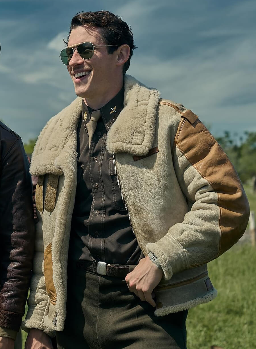 Masters of the Air Callum Turner Bomber Leather Jacket