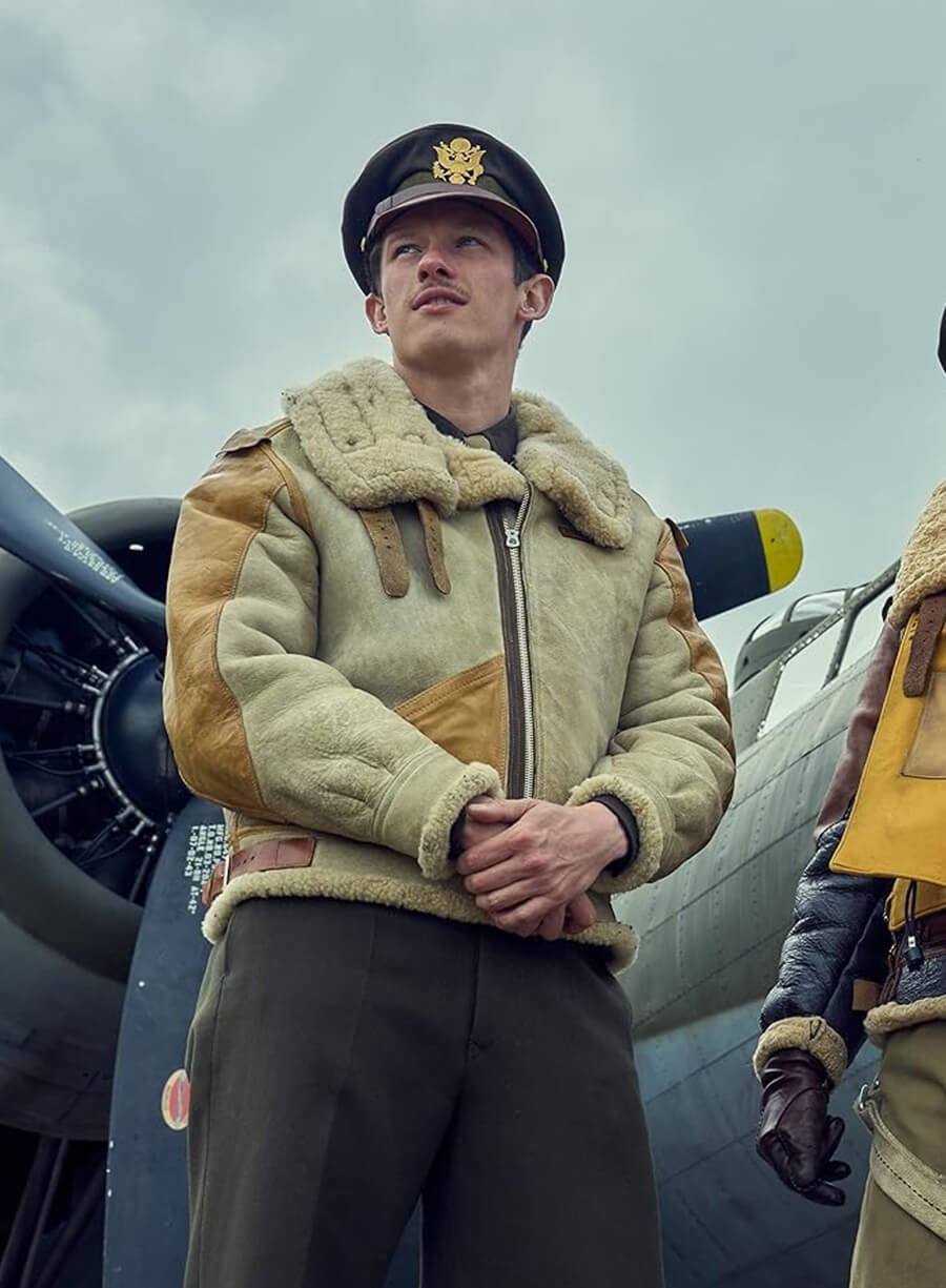 Masters of the Air Callum Turner Bomber Leather Jacket