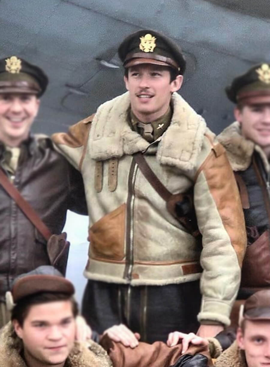 Masters of the Air Callum Turner Bomber Leather Jacket
