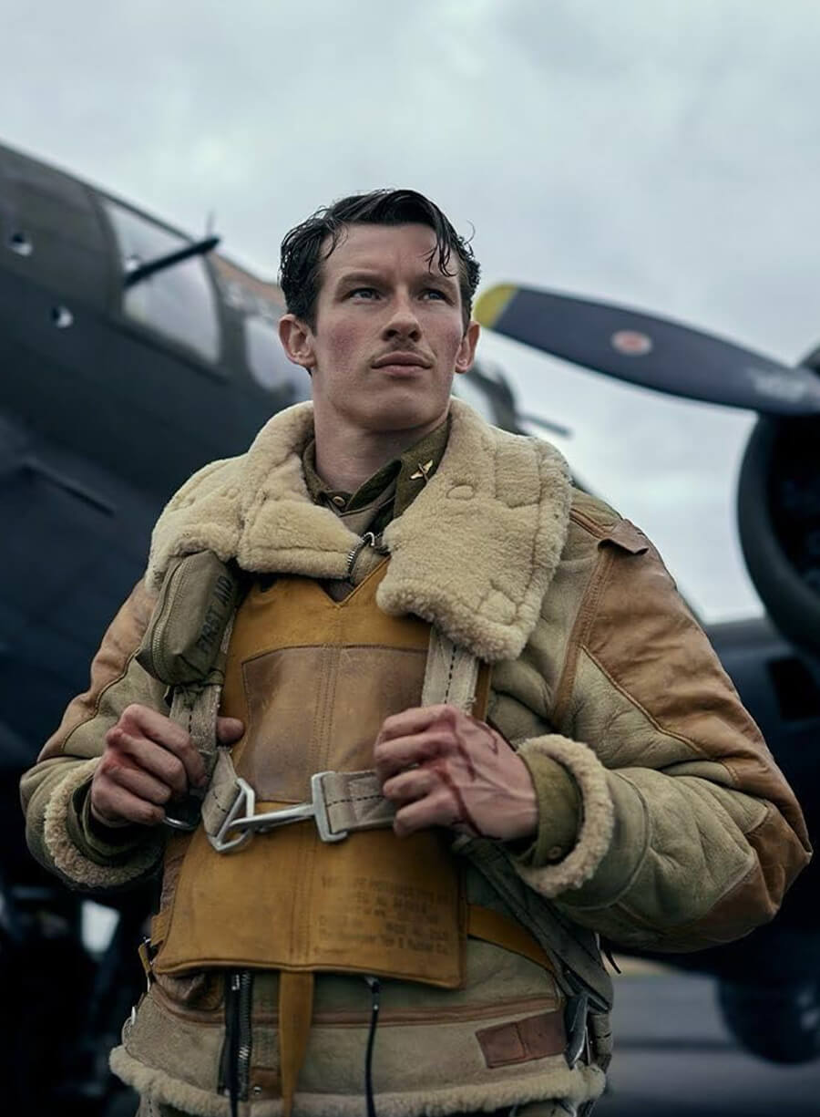 Masters of the Air Callum Turner Bomber Leather Jacket