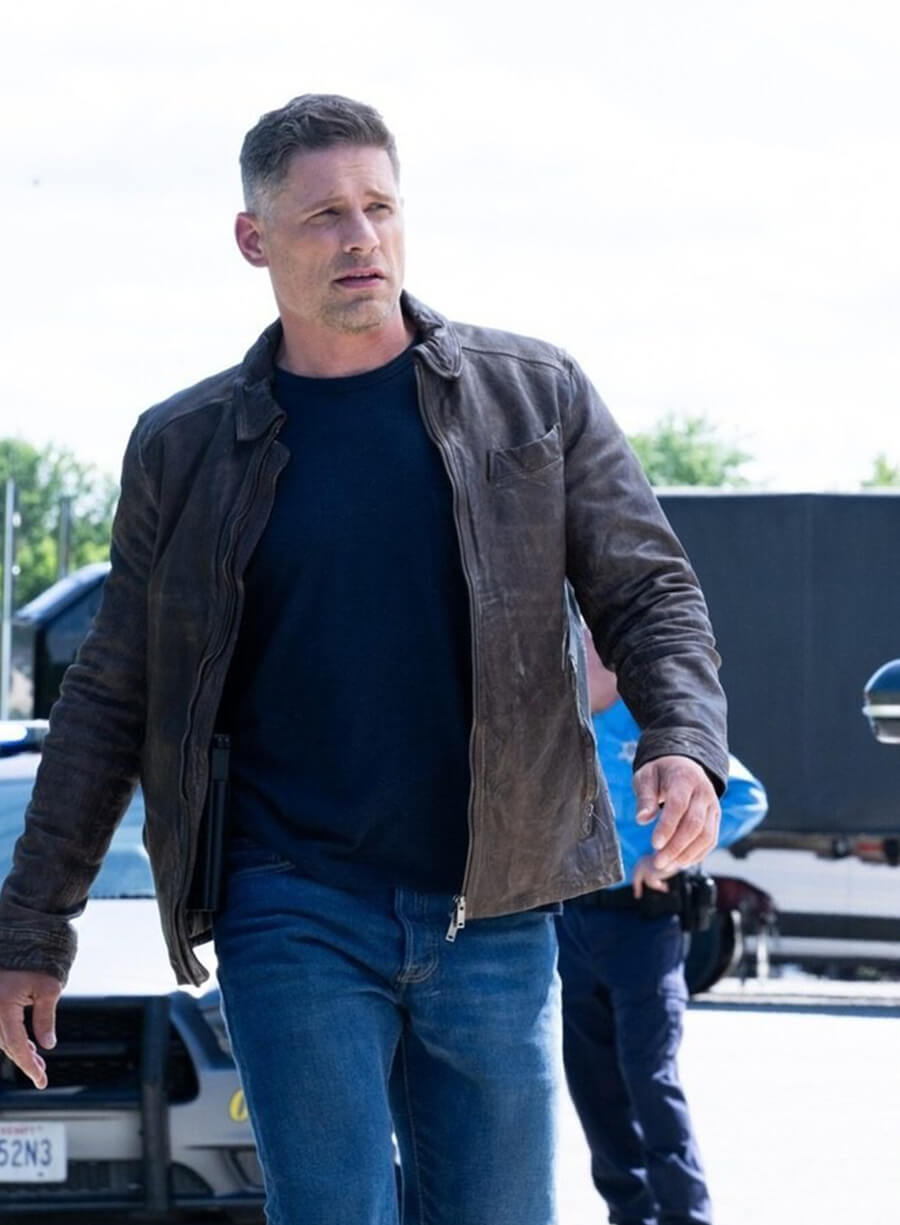 Matt Lauria Sheriff Country Brown Leather Jacket