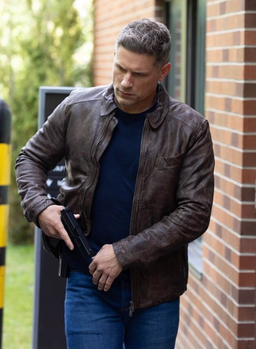 Matt Lauria Sheriff Country Brown Leather Jacket