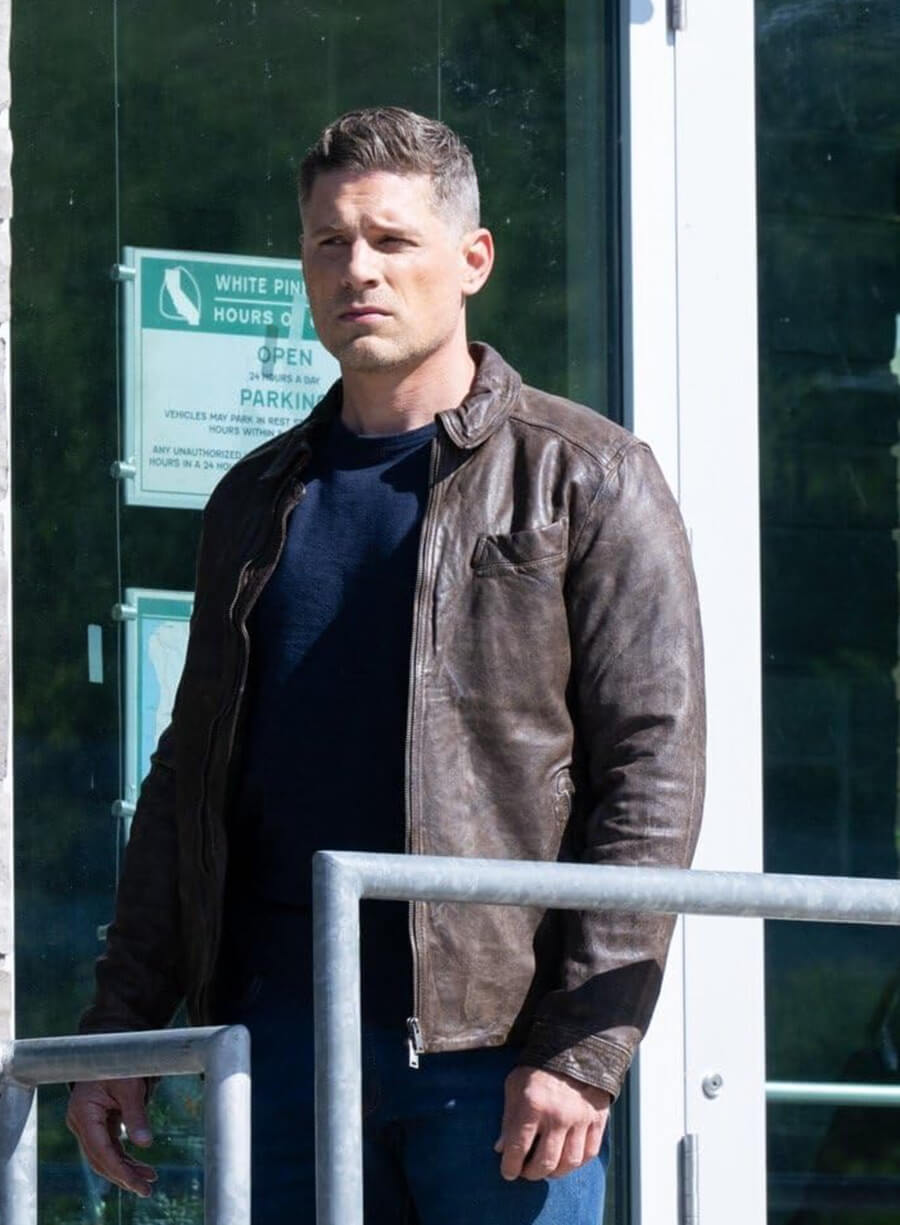 Matt Lauria Sheriff Country Brown Leather Jacket