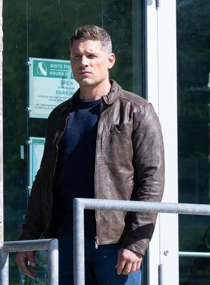 Matt Lauria Sheriff Country Brown Leather Jacket