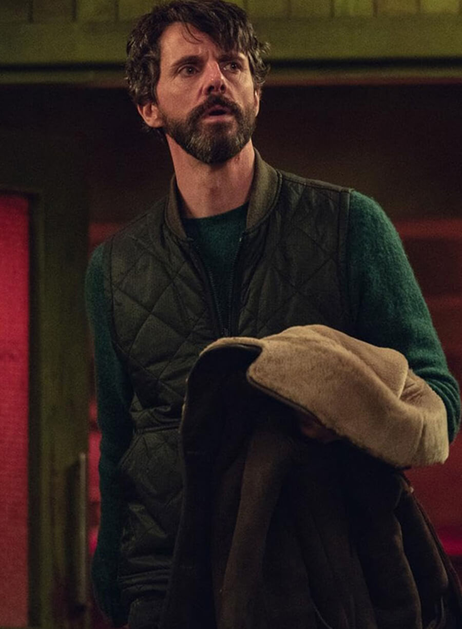 Matthew Goode Dept. Q Quilted Black Vest