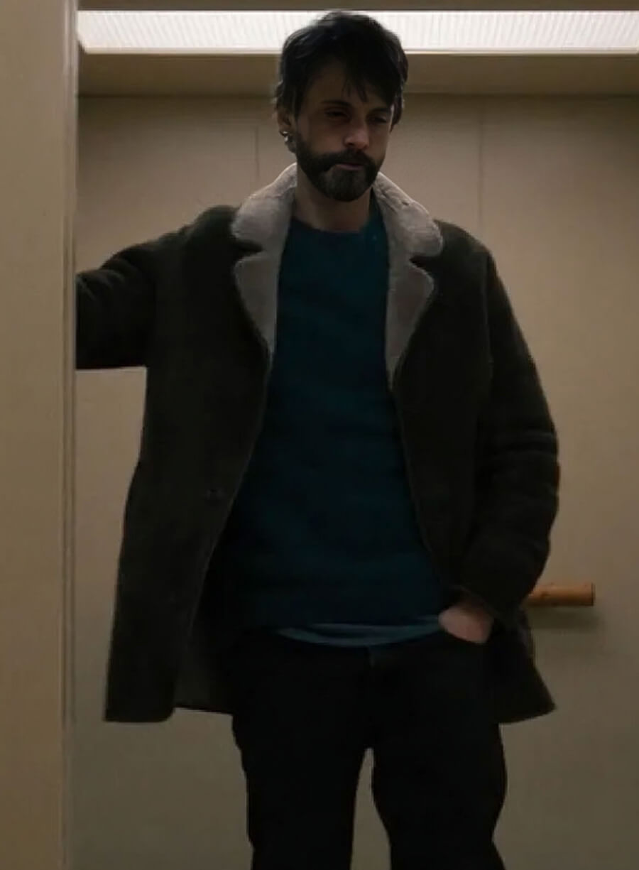 Matthew Goode Dept. Q Shearling Leather Coat