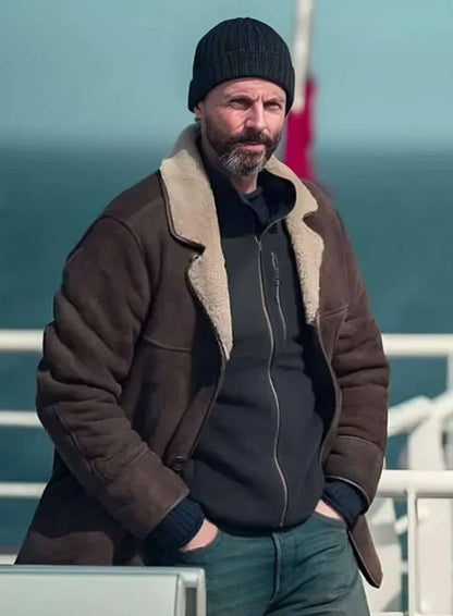 Matthew Goode Dept. Q Shearling Leather Coat