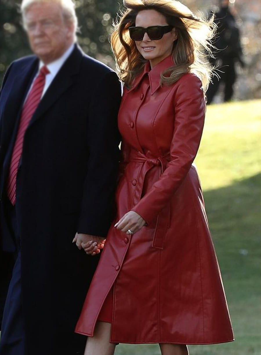 Melania Trump Red Leather Coat
