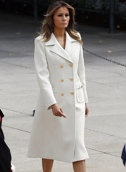 Melania Trump White Wool Coat