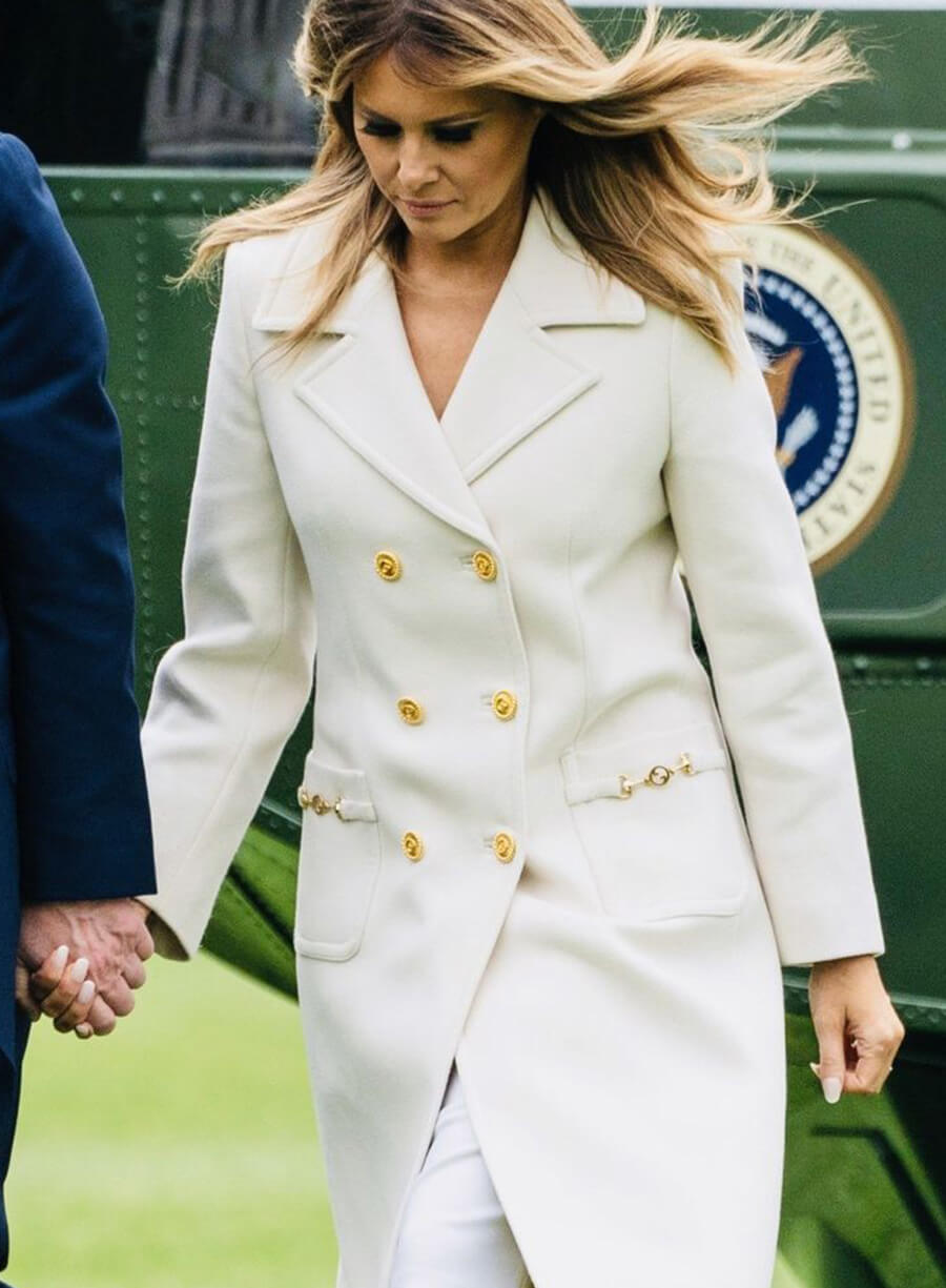 Melania Trump White Wool Coat