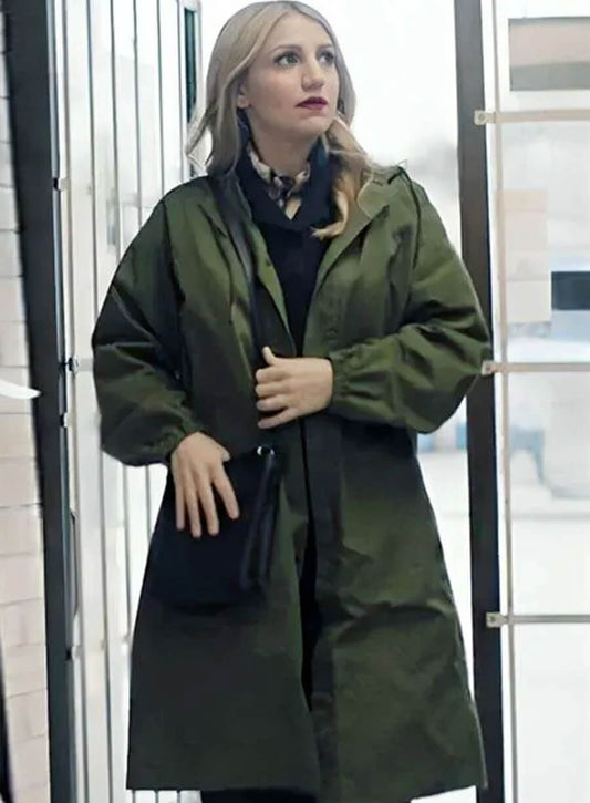 Melissa Reed Happy Face 2025 Green Hooded Coat
