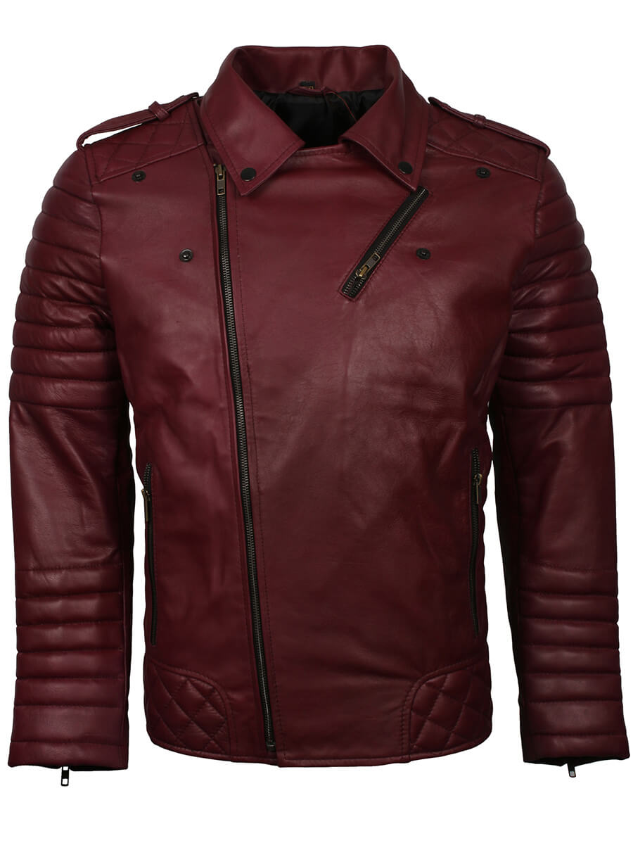 Men's Biker Brando Maroon Leather Jacket