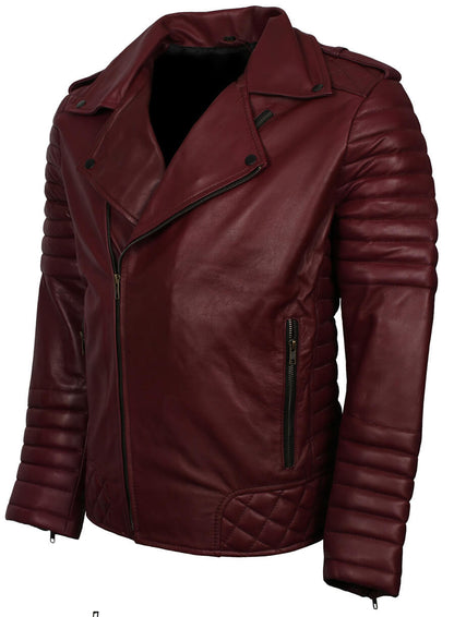 Men's Biker Brando Maroon Leather Jacket