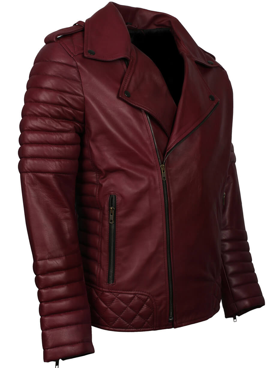Men's Biker Brando Maroon Leather Jacket