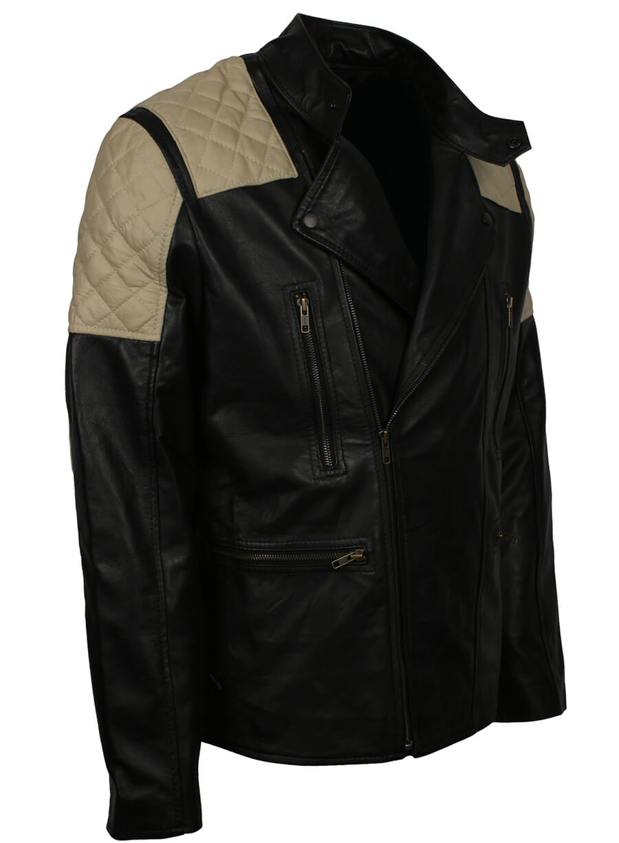 Men's Black Brando Style Biker Leather Jacket