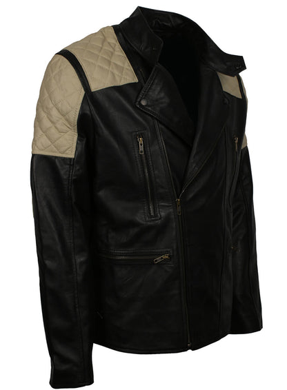 Men's Black Brando Style Biker Leather Jacket