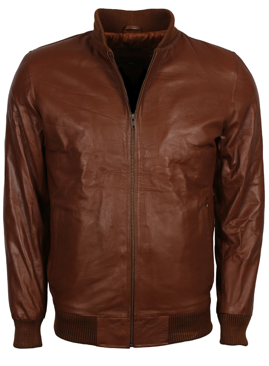Men's Brown Bomber Leather Jacket