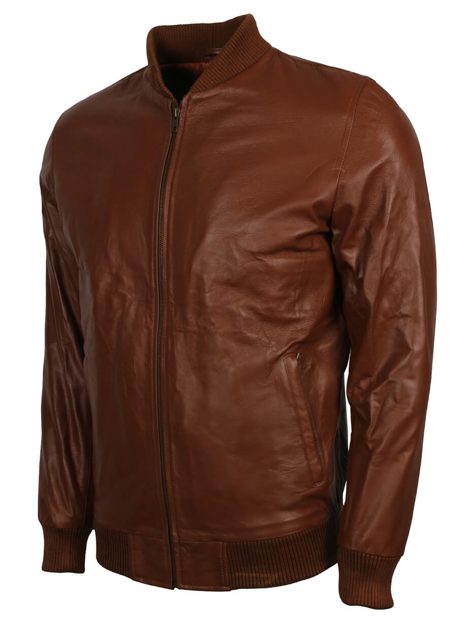 Men's Brown Bomber Leather Jacket