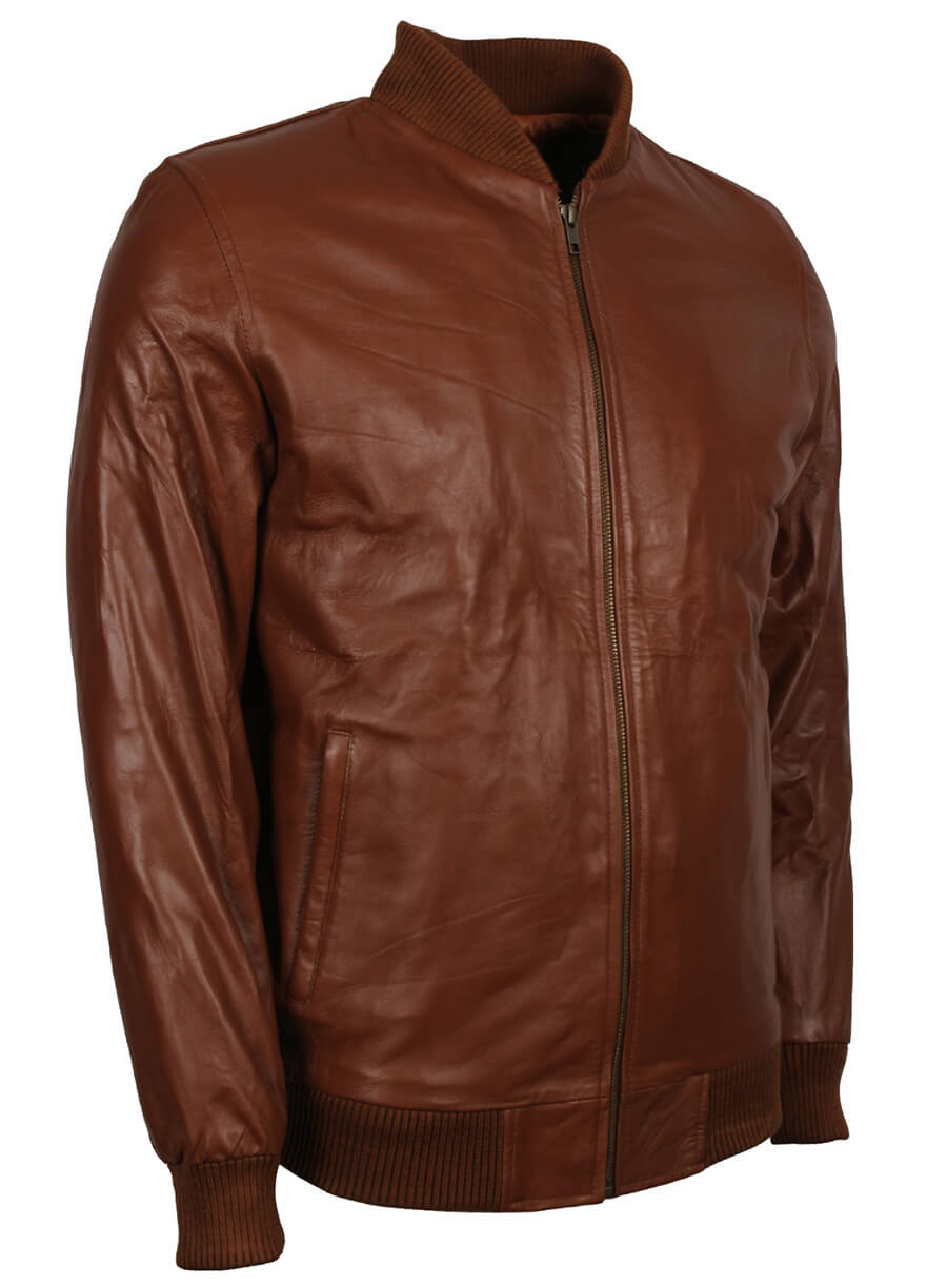 Men's Brown Bomber Leather Jacket