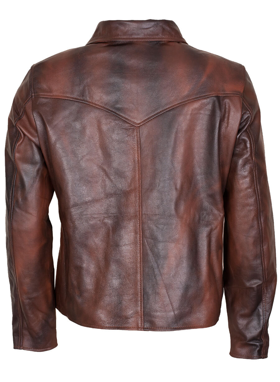 Men's Cafe Racer Antique Brown Leather Jacket