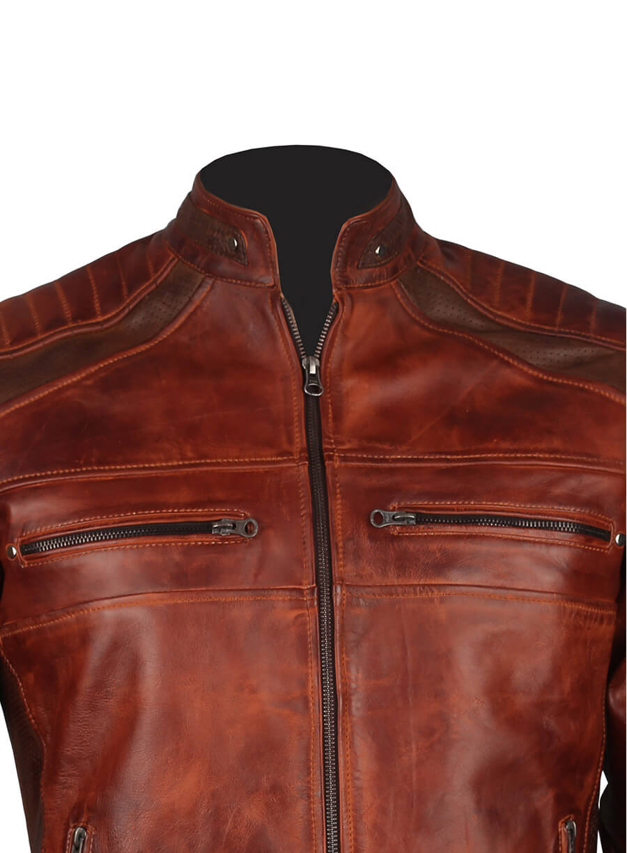Mens Cafe Racer Vintage Retro Biker Jacket