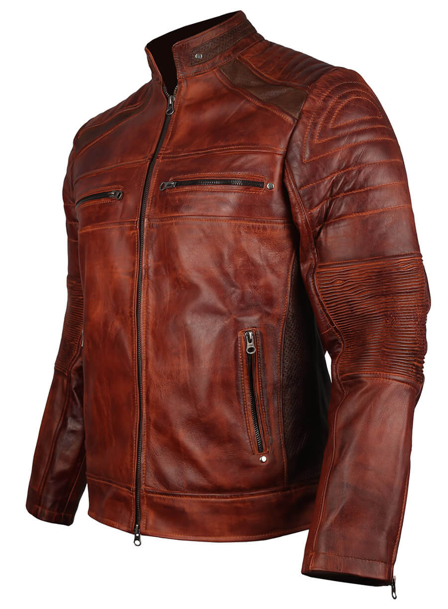 Mens Cafe Racer Vintage Retro Biker Jacket