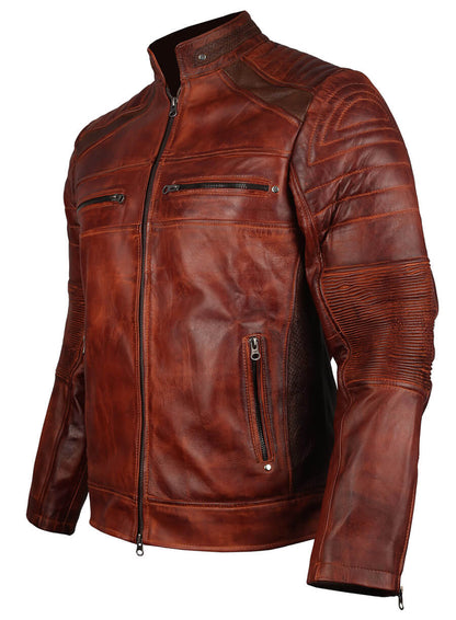 Mens Cafe Racer Vintage Retro Biker Jacket
