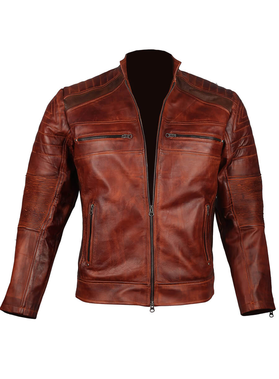 Mens Cafe Racer Vintage Retro Biker Jacket