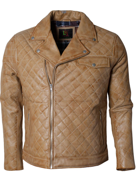 Men's Diamond Quilted Leather Jacket