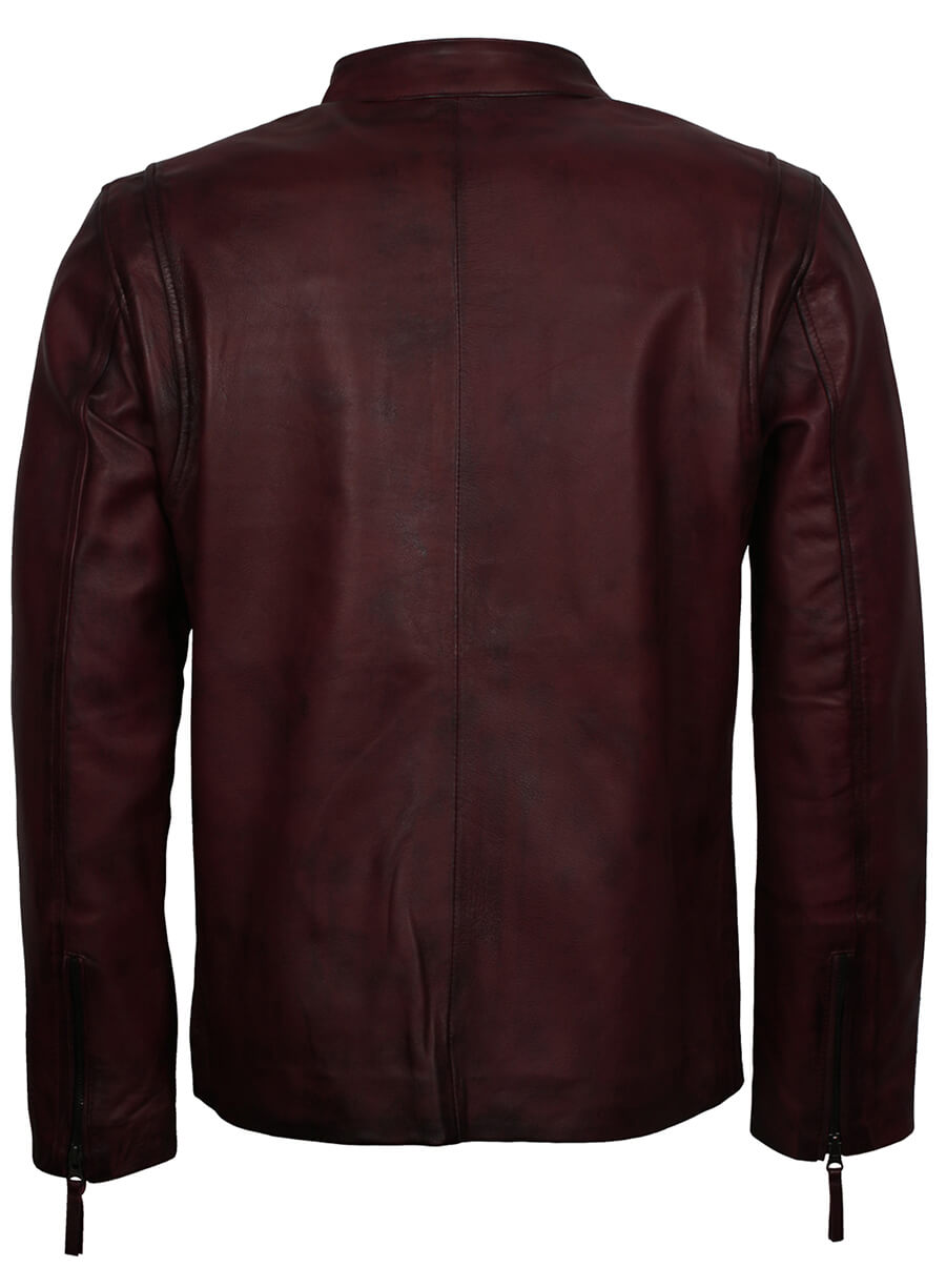 Men's Maroon Biker Genuine Leather Jacket