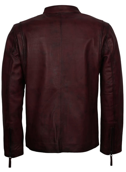 Men's Maroon Biker Genuine Leather Jacket