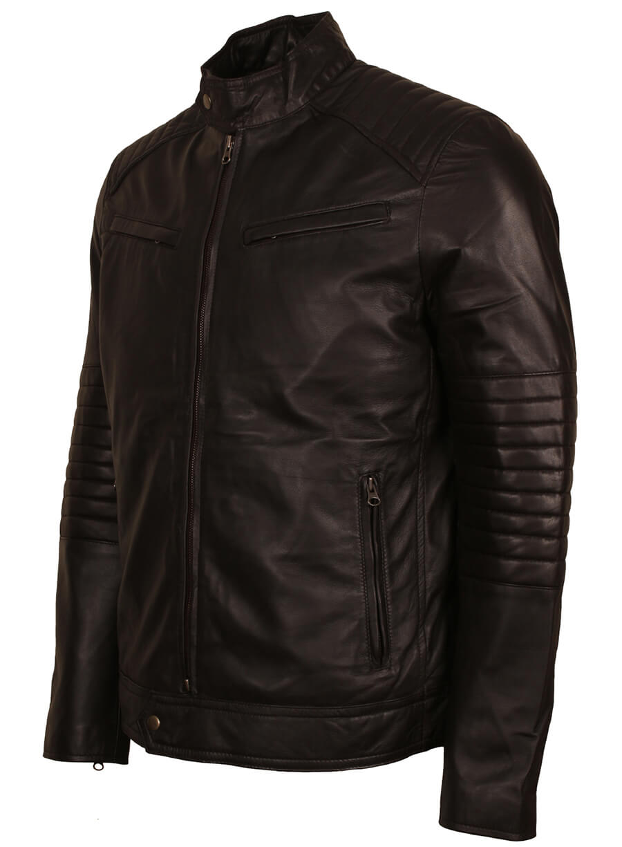 Men's Quilted Sleeves Biker Jacket