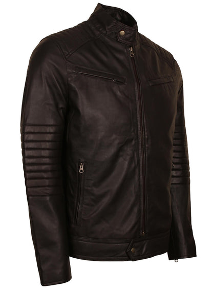 Men's Quilted Sleeves Biker Jacket