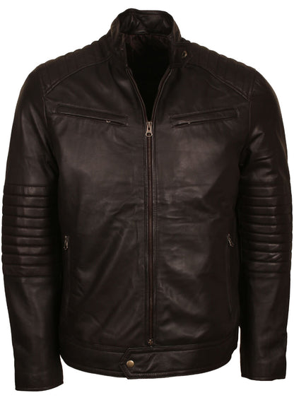 Men's Quilted Sleeves Biker Jacket