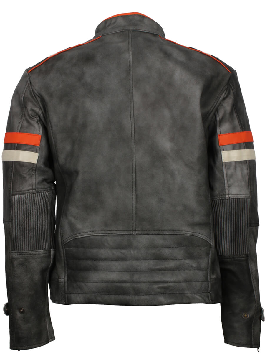 Men's Retro Grey Distressed Leather Jacket