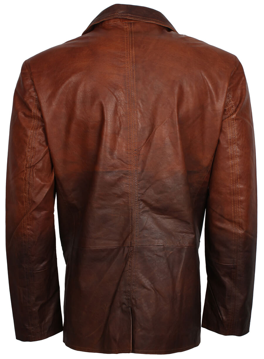 Men's Two Tone Brown Leather Blazer