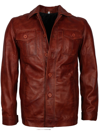 Men's WW2 Military Style Leather Coat