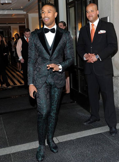Michael B. Jordan Black Velvet Suit