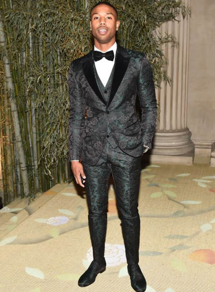 Michael B. Jordan Black Velvet Suit