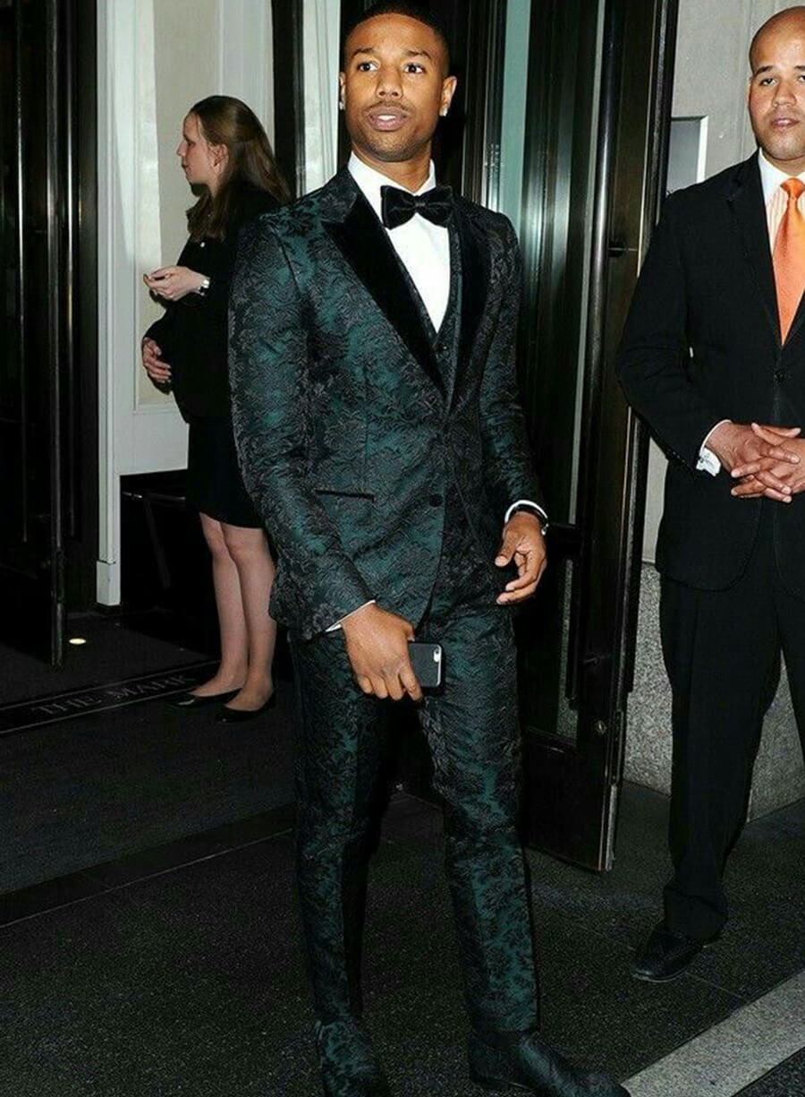 Michael B. Jordan Black Velvet Suit