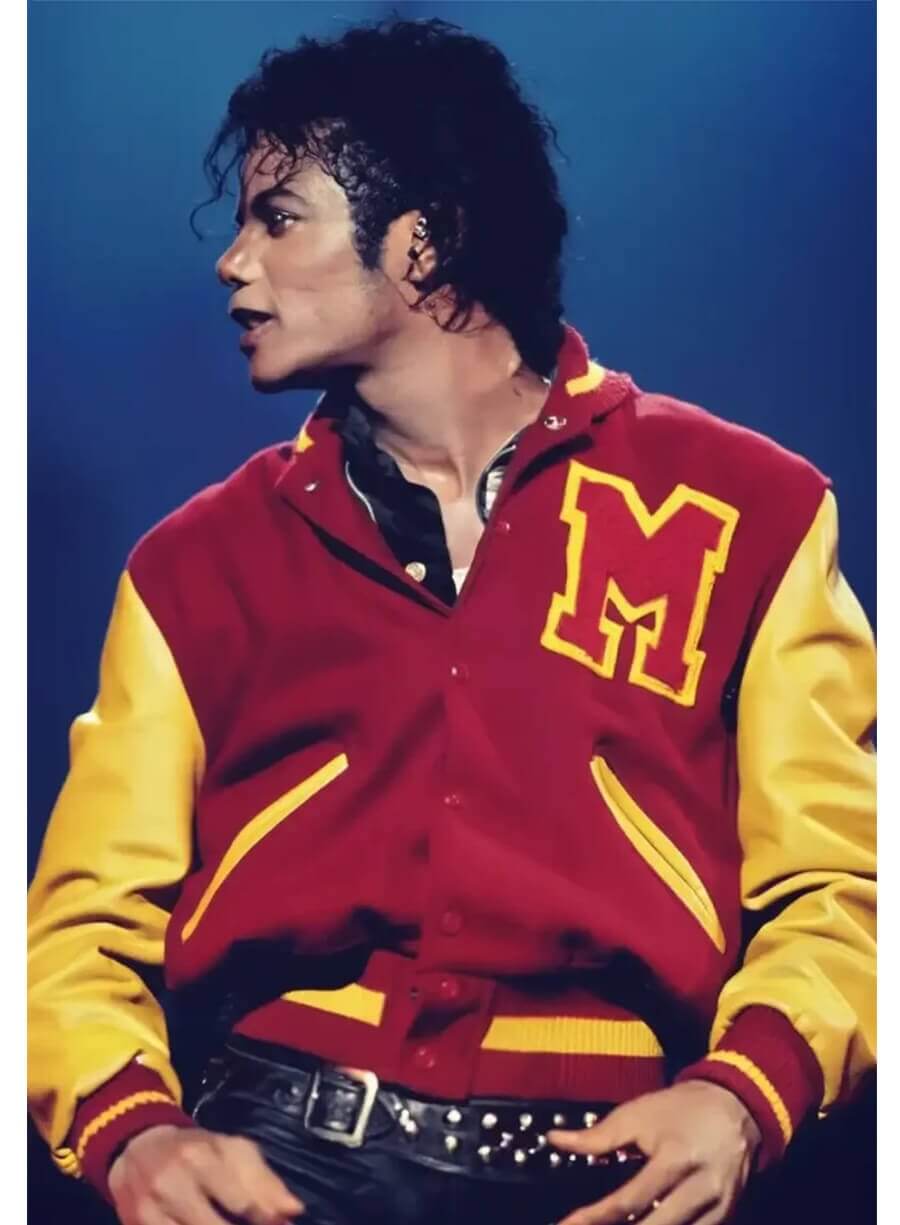 Michael Jackson Red and Yellow Varsity Jacket