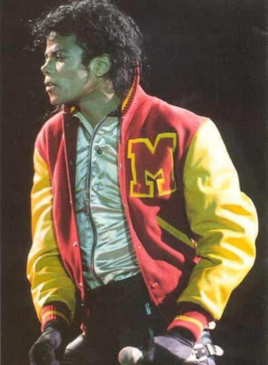 Michael Jackson Red and Yellow Varsity Jacket