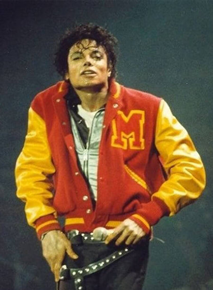 Michael Jackson Red and Yellow Varsity Jacket