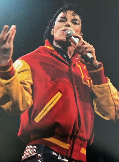 Michael Jackson Red and Yellow Varsity Jacket